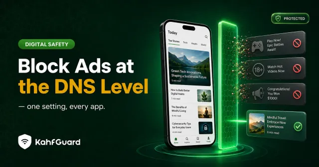 DNS ad-blocking settings showing one configuration blocking ads and trackers across every app