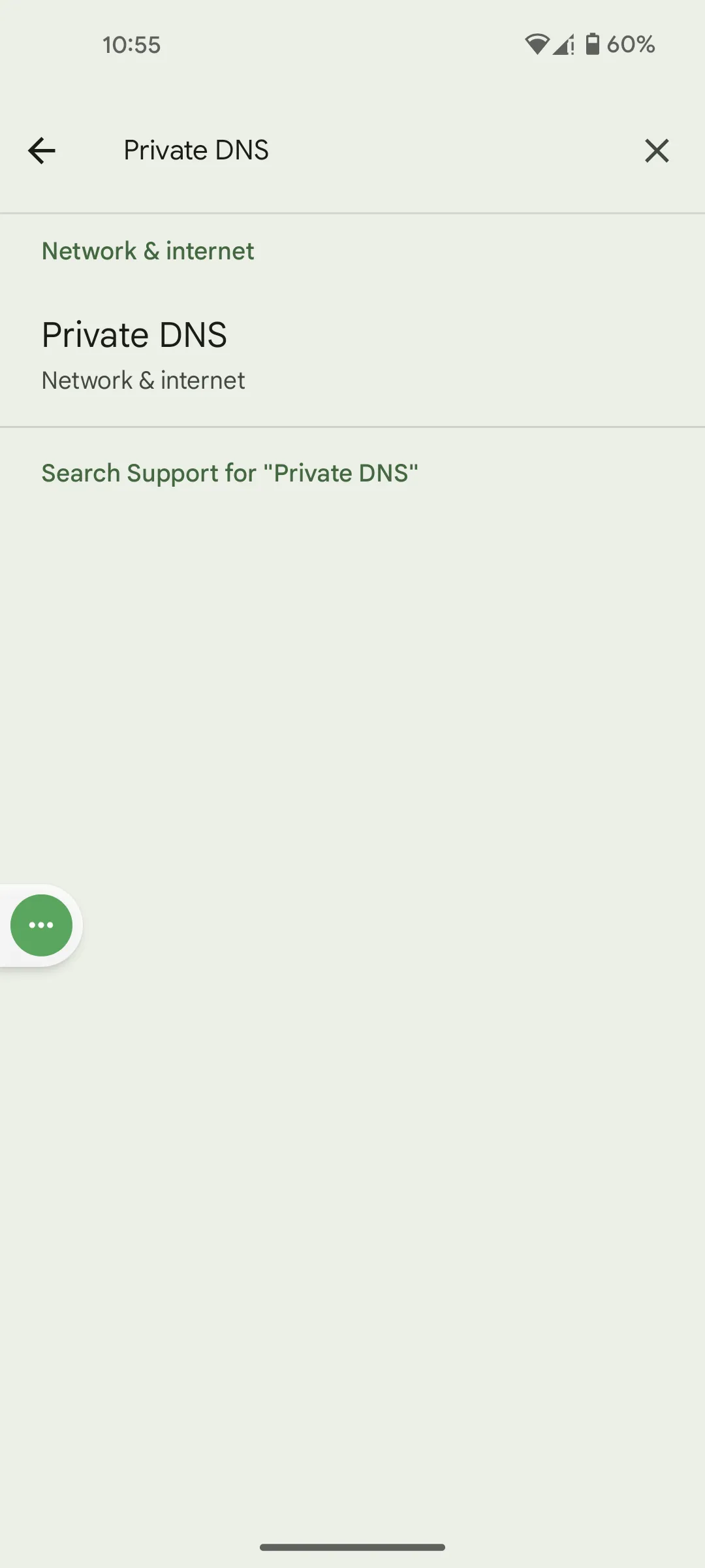 Android Network & Internet settings showing Private DNS set to Kahf Guard hostname